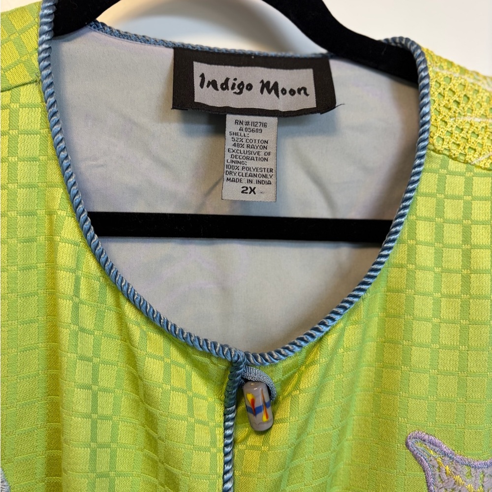 Embroidered Lime Green Floral Jacket - Women - Picture 4 of 5